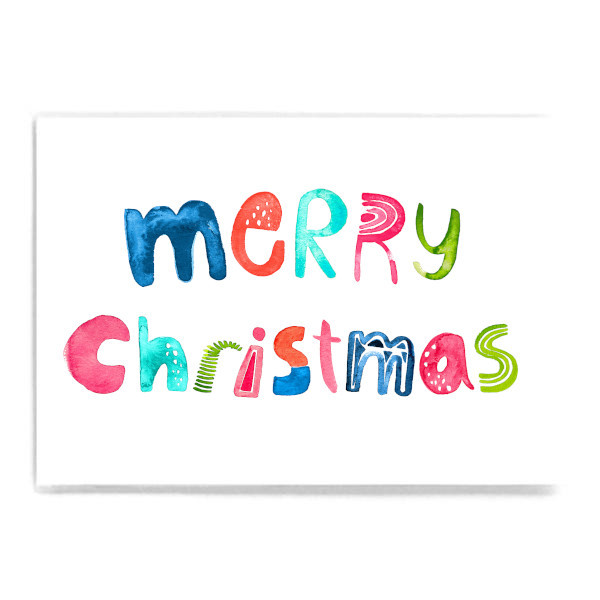 Postkarte "Merry Christmas" bunte Buchstaben