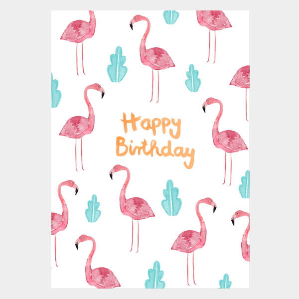 Postkarte "Happy Birthday Flamingo"